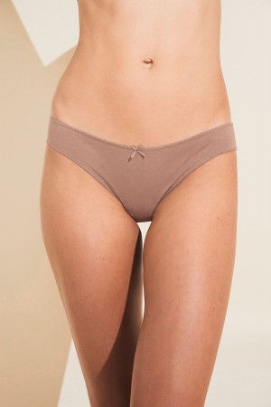 Majtki Bikini Damskie Eberjey Pima Stretch Cotton Beżowe | AIN1495ZK