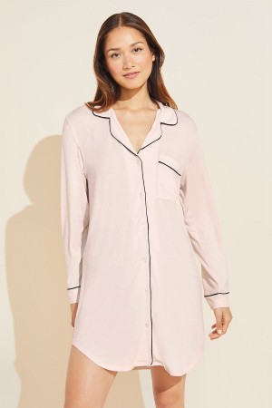 Piżama Damskie Eberjey Gisele TENCEL™ Modal Sleepshirt Różowe Czarne | QHY1342FY