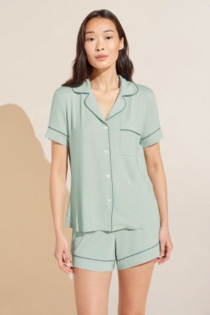 Piżama Damskie Eberjey Gisele TENCEL™ Modal Relaxed Short PJ Set Zielone | TSE3989BG