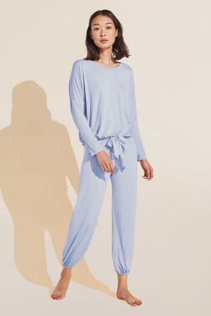 Piżama Damskie Eberjey Gisele TENCEL™ Modal Slouchy PJ Set Niebieskie | ATN8777NM