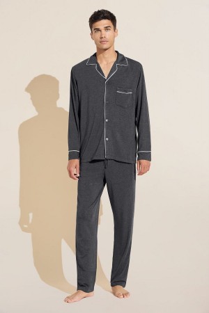 Piżama Męskie Eberjey William TENCEL™ Modal Long PJ Set Szare Białe | WGQ4931TR