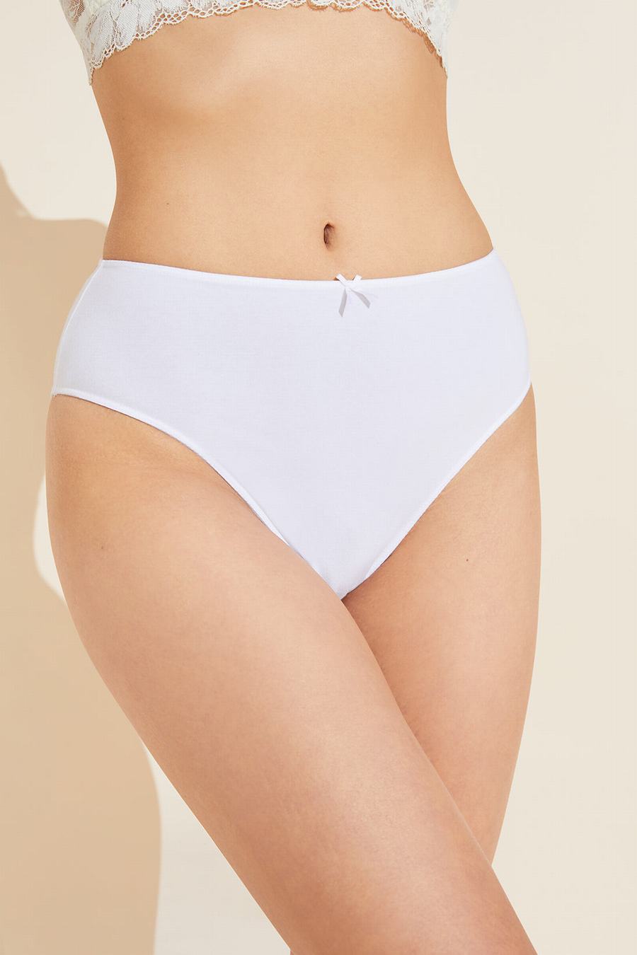 Majtki Damskie Eberjey Pima Stretch Cotton Highwaist Białe | TWB6224LK