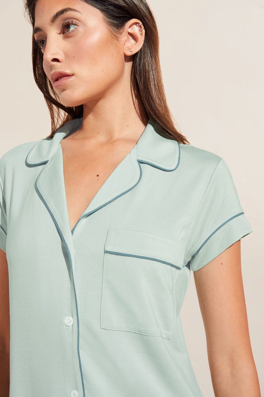 Piżama Damskie Eberjey Gisele TENCEL™ Modal Short Sleeve Cropped PJ Set Zielone | TTK189IO