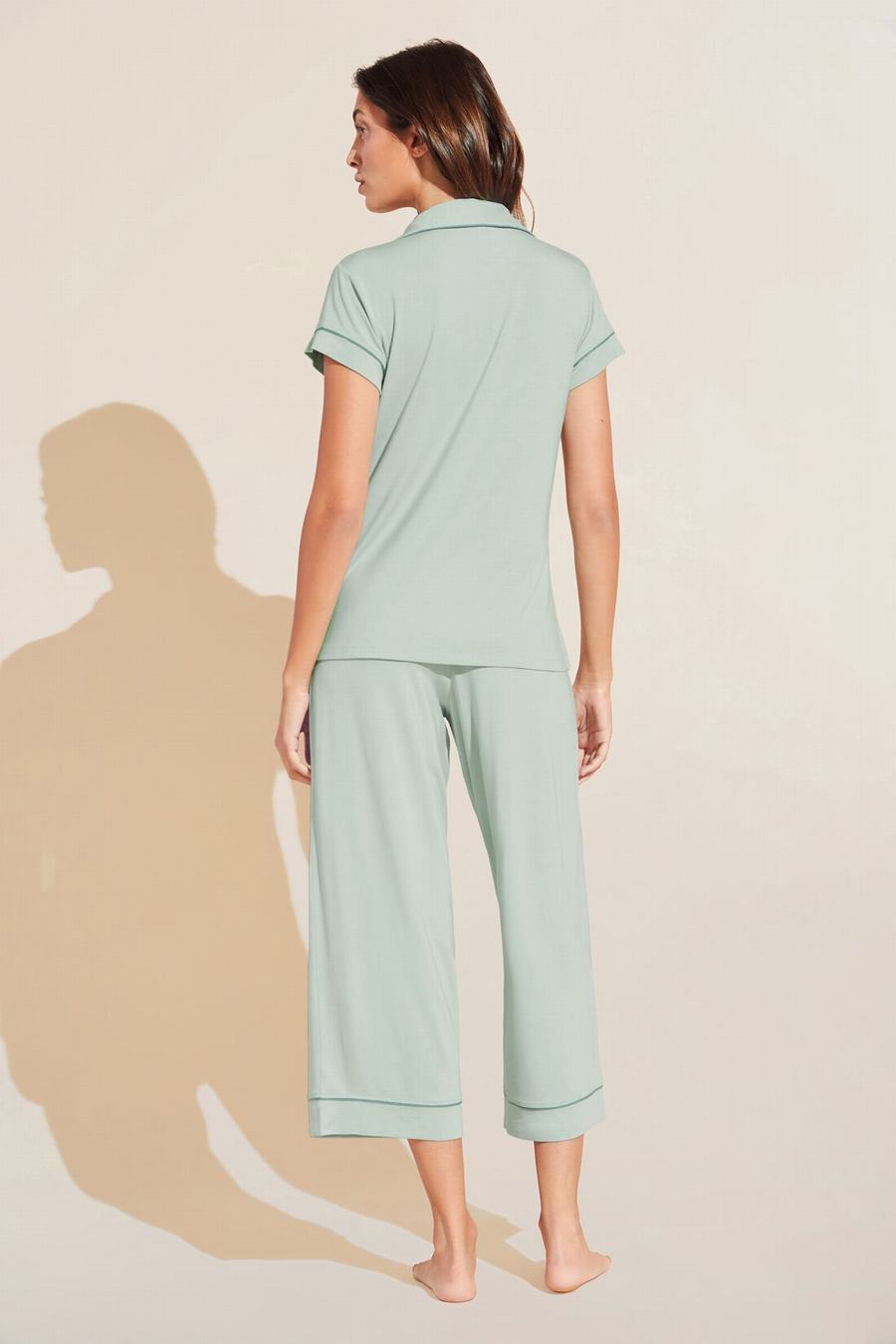 Piżama Damskie Eberjey Gisele TENCEL™ Modal Short Sleeve Cropped PJ Set Zielone | TTK189IO