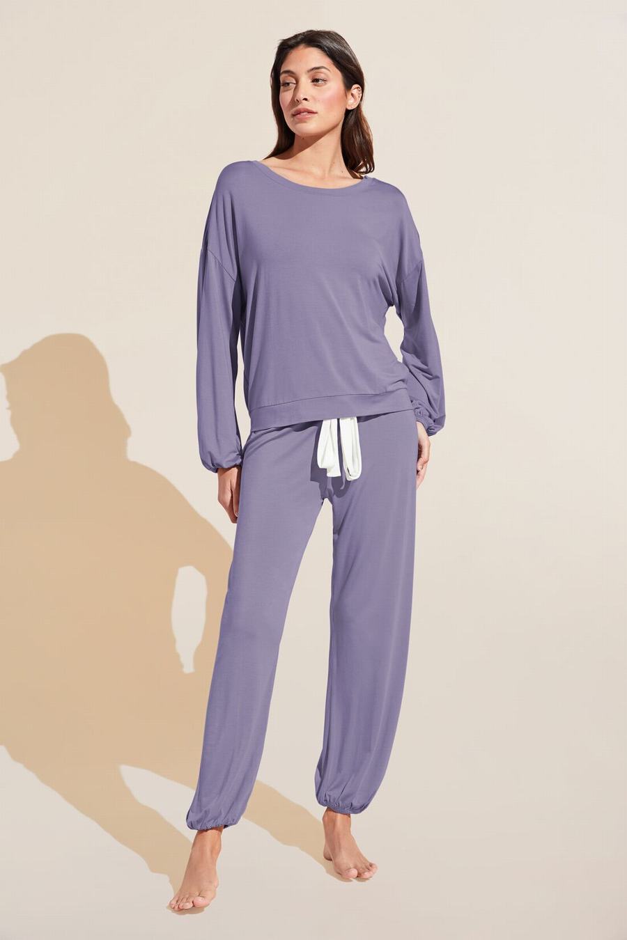 Piżama Damskie Eberjey Gisele TENCEL™ Modal Effortless PJ Set Fioletowe Białe | HRB1061HO