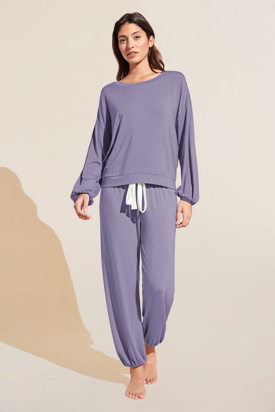 Piżama Damskie Eberjey Gisele TENCEL™ Modal Effortless PJ Set Fioletowe Białe | HRB1061HO