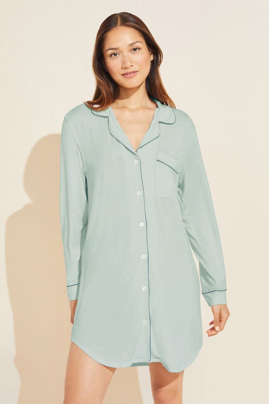 Piżama Damskie Eberjey Gisele TENCEL Modal Sleepshirt Zielone | WOD8149SL