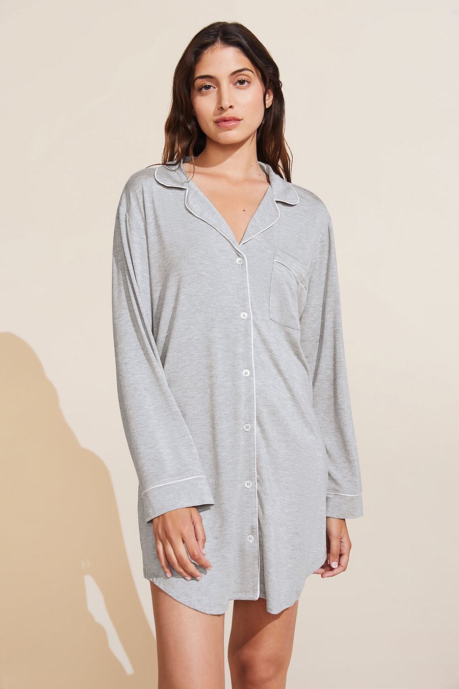 Piżama Damskie Eberjey Gisele TENCEL Modal Sleepshirt Szare Różowe | FBF7227FX