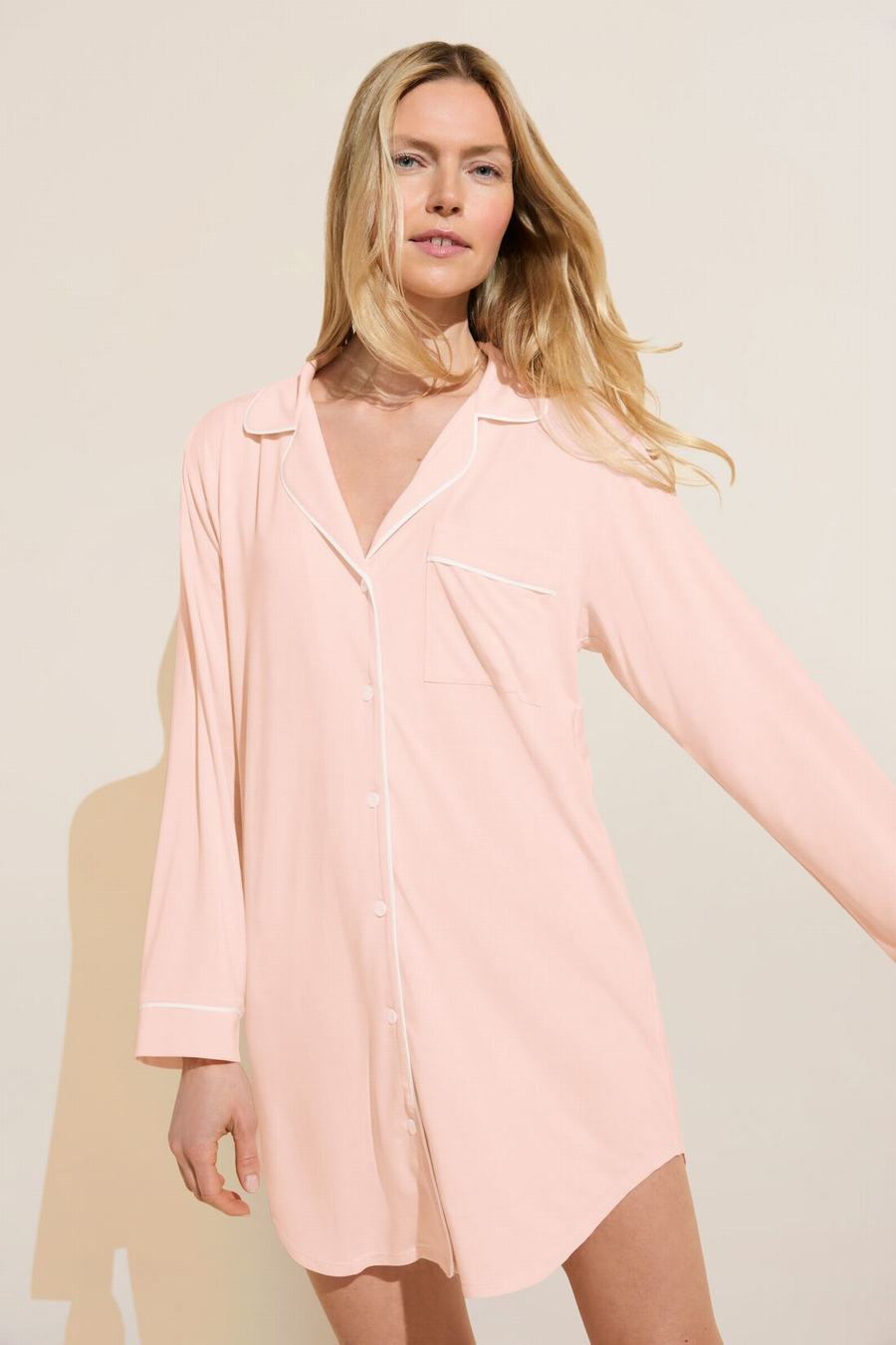 Piżama Damskie Eberjey Gisele TENCEL™ Modal Sleepshirt Różowe Białe | STO7991QT