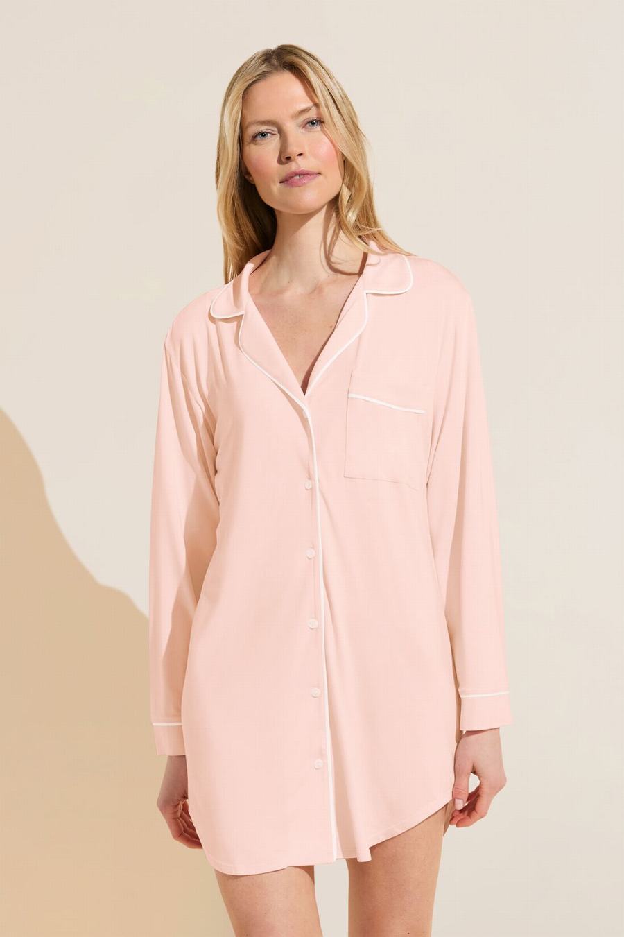 Piżama Damskie Eberjey Gisele TENCEL™ Modal Sleepshirt Różowe Białe | STO7991QT