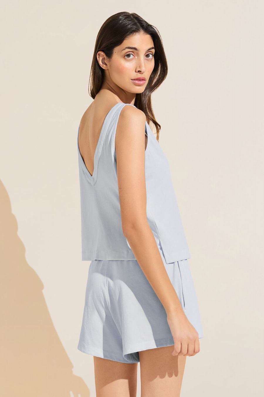 Piżama Damskie Eberjey Organic Pima Cotton Tank & Short PJ Set Niebieskie | SEG5626UA