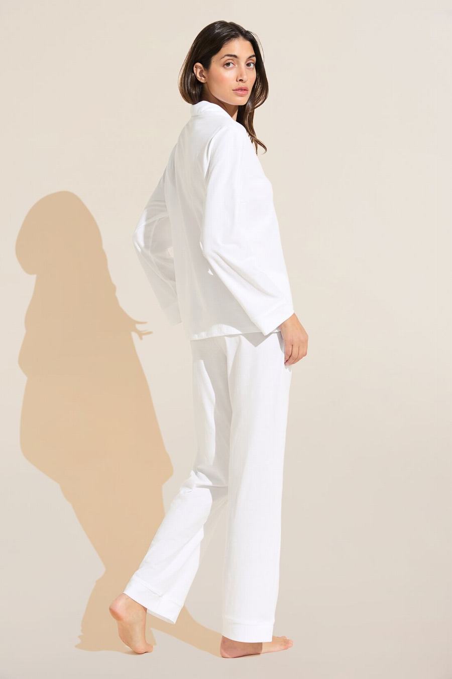 Piżama Damskie Eberjey Organic Pima Cotton Notch Collar Top & Pant PJ Set Białe | CTY1238JQ