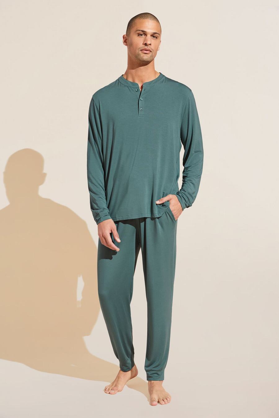 Piżama Męskie Eberjey Henry TENCEL™ Modal Long PJ Set Zielone | MUU554PT