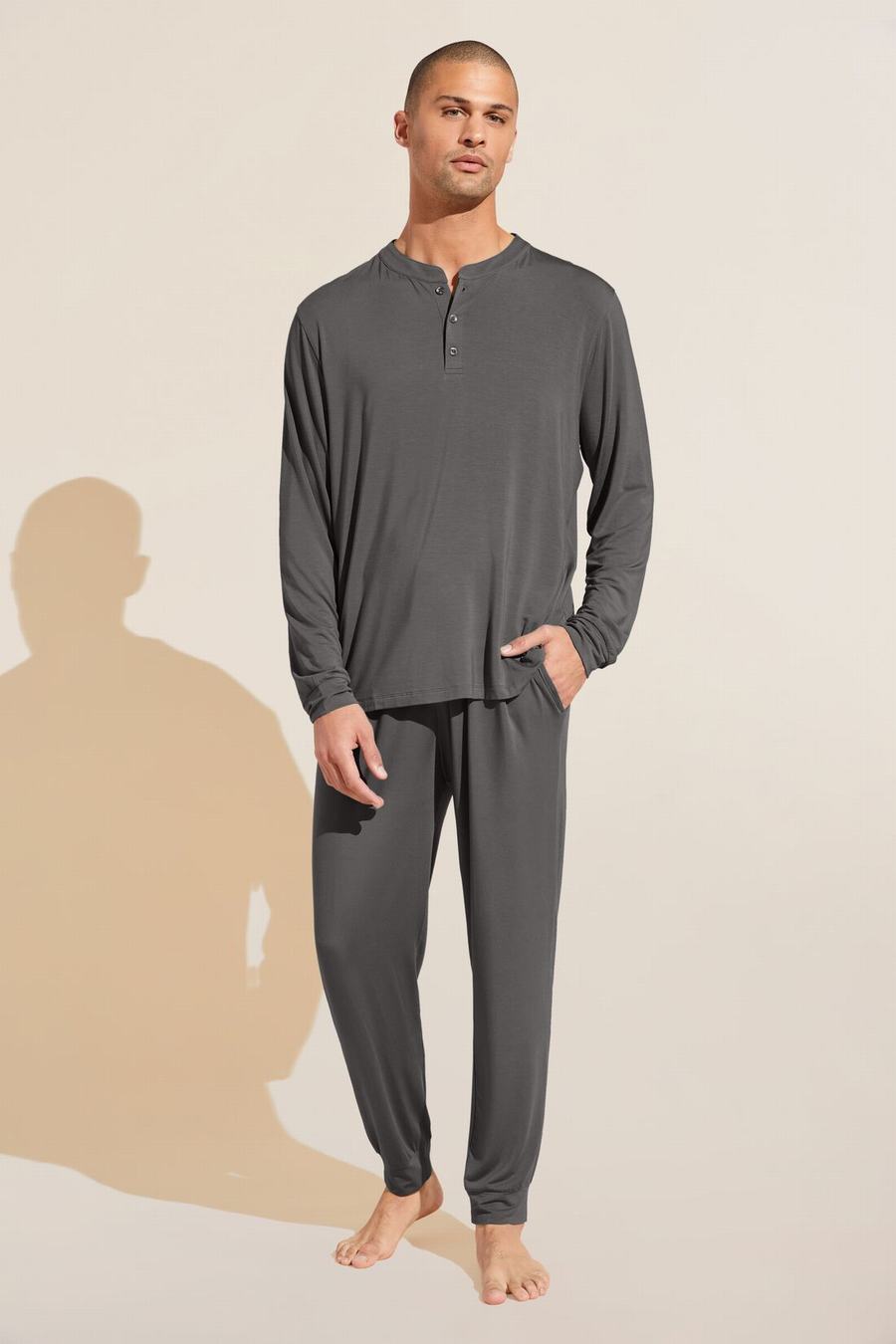 Piżama Męskie Eberjey Henry TENCEL™ Modal Long PJ Set Szare | ILM4172YW