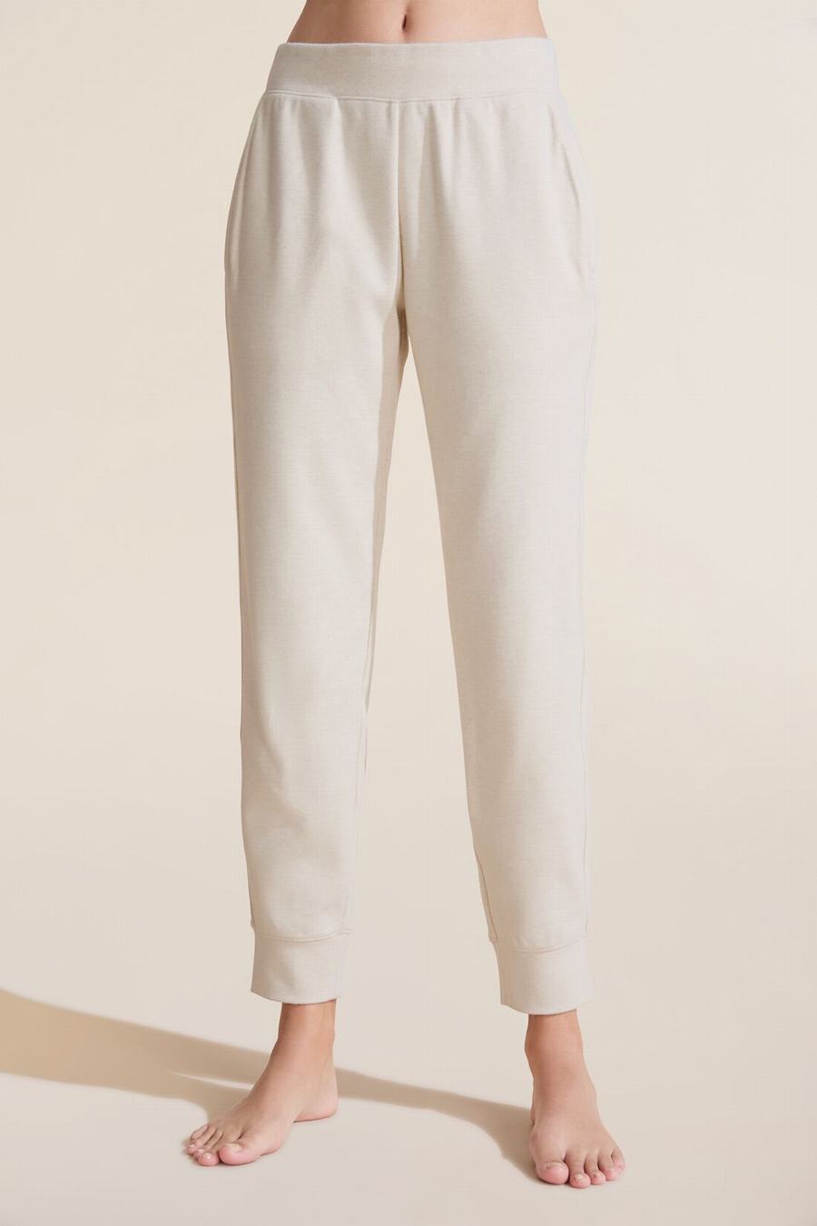 Spodnie Dresowe Damskie Eberjey Luxe Sweats Jogger Białe | TDX7636HN